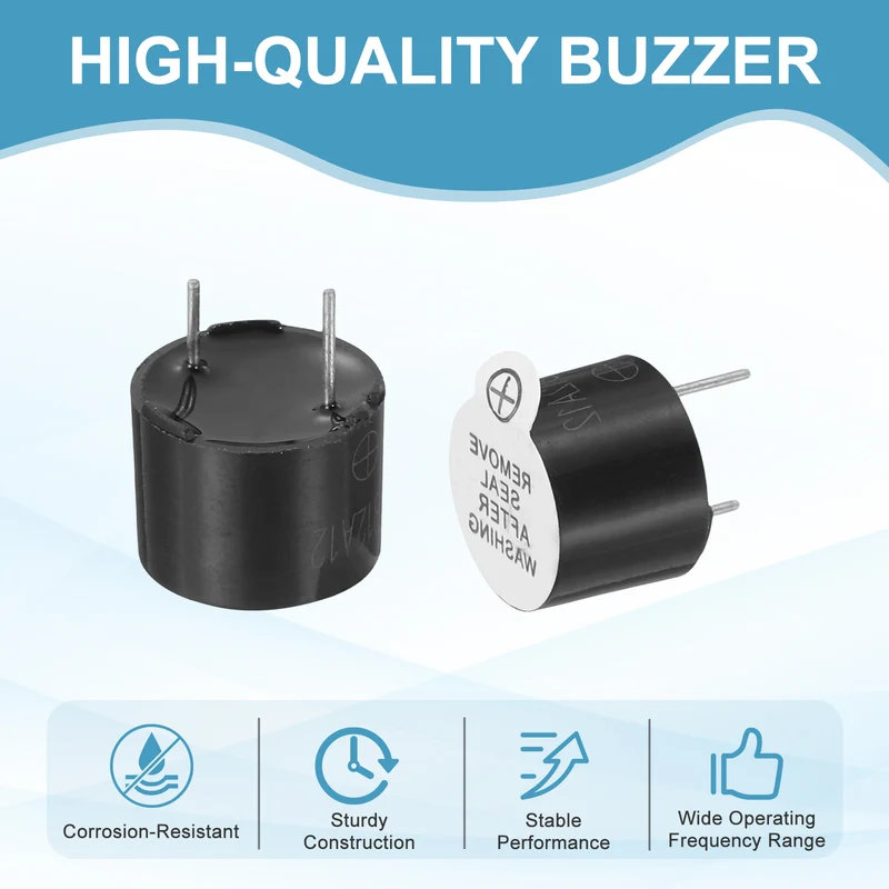 6 Pcs Active Buzzer DC 12V 7.6mm Pitch Electric Tone Buzzer for Alarm
