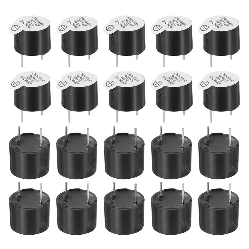 20 Pcs Active Buzzer DC 12V 7.6mm Pitch Electric Tone Buzzer for Alarm