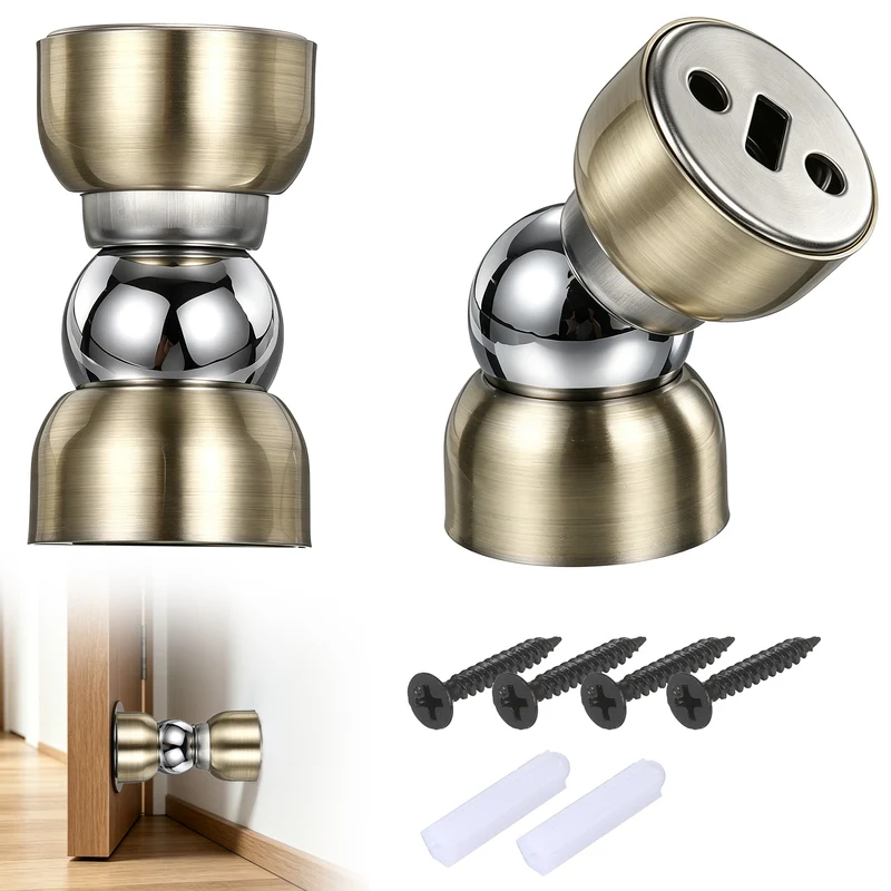 4Pcs Magnetic Door Stopper Kit Stainless Steel Mini Door Stop, Gold
