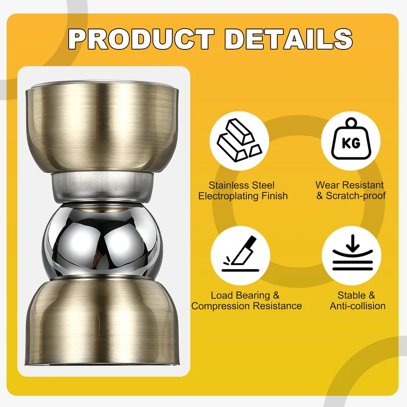4Pcs Magnetic Door Stopper Kit Stainless Steel Mini Door Stop, Gold