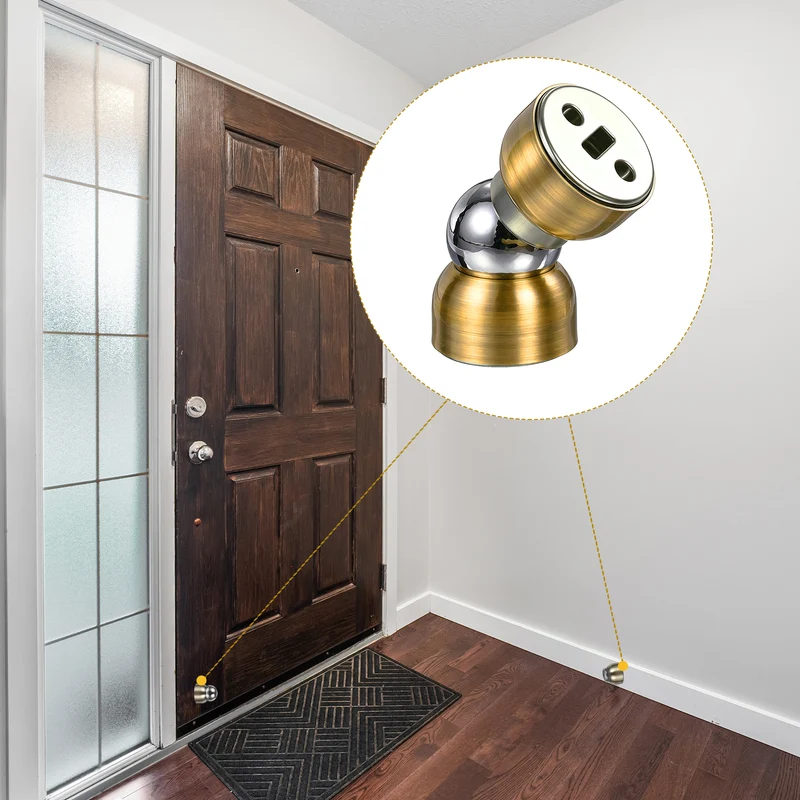 2Pcs Magnetic Door Stopper Kit Stainless Steel Mini Door Stop, Brass