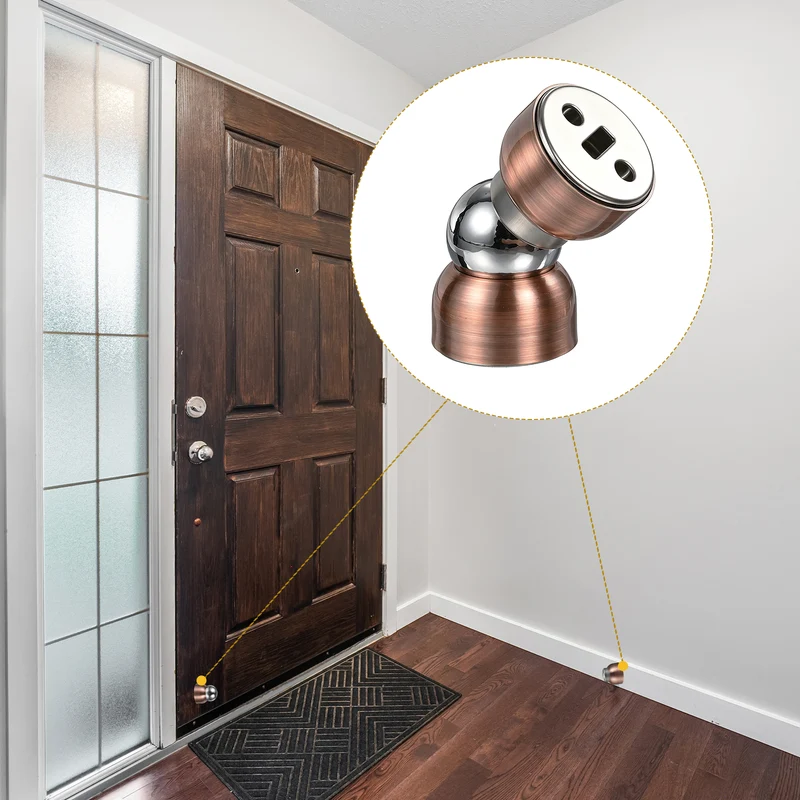2Pcs Magnetic Door Stopper Kit Stainless Steel Mini Door Stop, Coppery