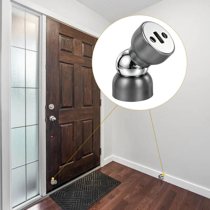 2Pcs Magnetic Door Stopper Kit Stainless Steel Mini Door Stop, Gray