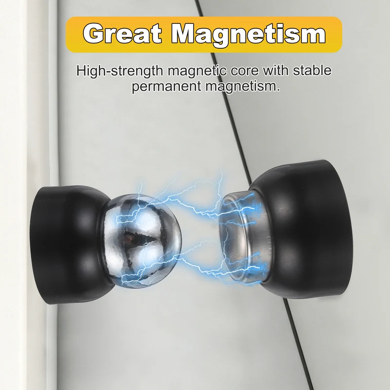 2Pcs Magnetic Door Stopper Kit Stainless Steel Mini Door Stop, Black
