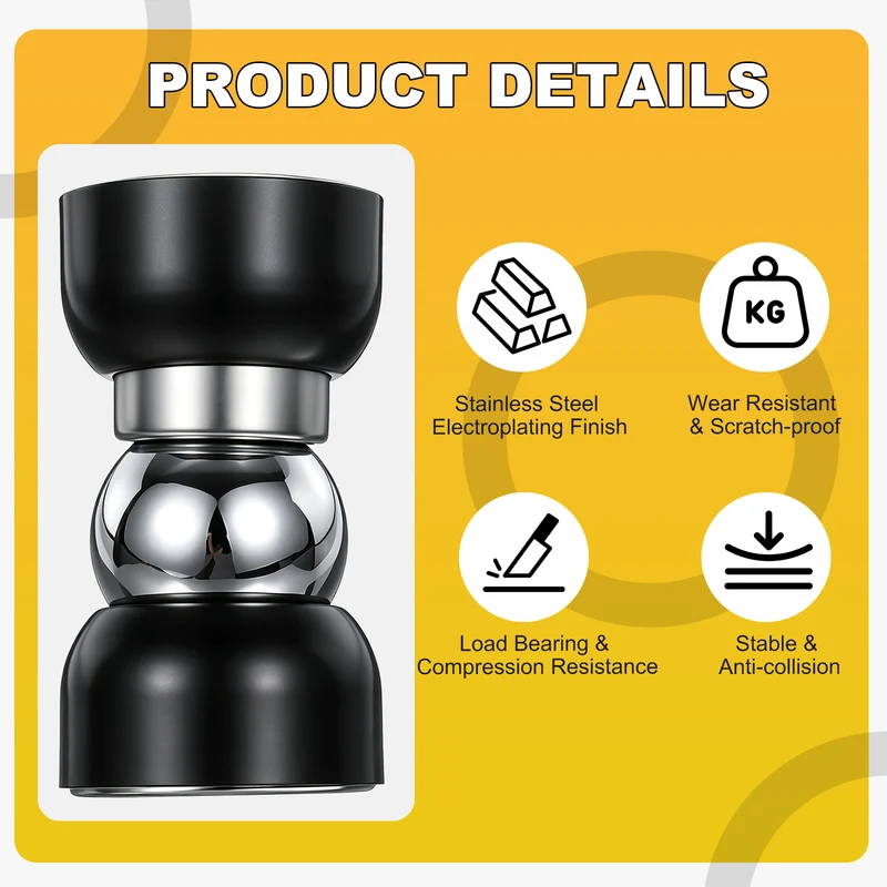 2Pcs Magnetic Door Stopper Kit Stainless Steel Mini Door Stop, Black