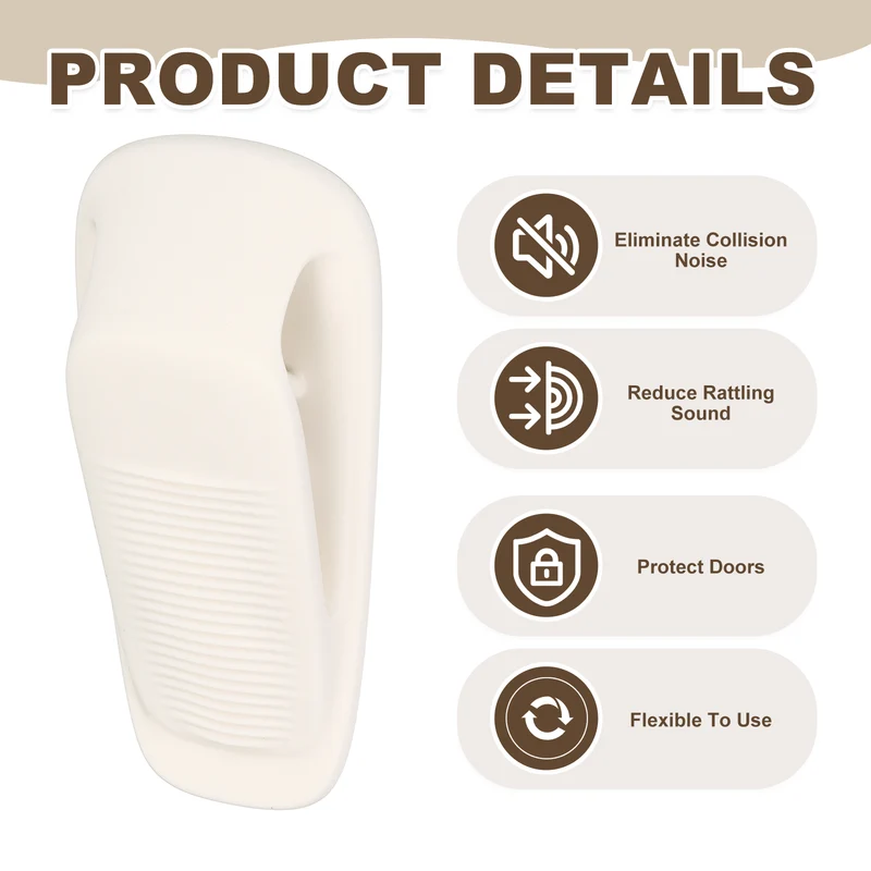 4Pcs Door Stop Wedge with Holder Set Elastic Heavy Duty Doorstops, White
