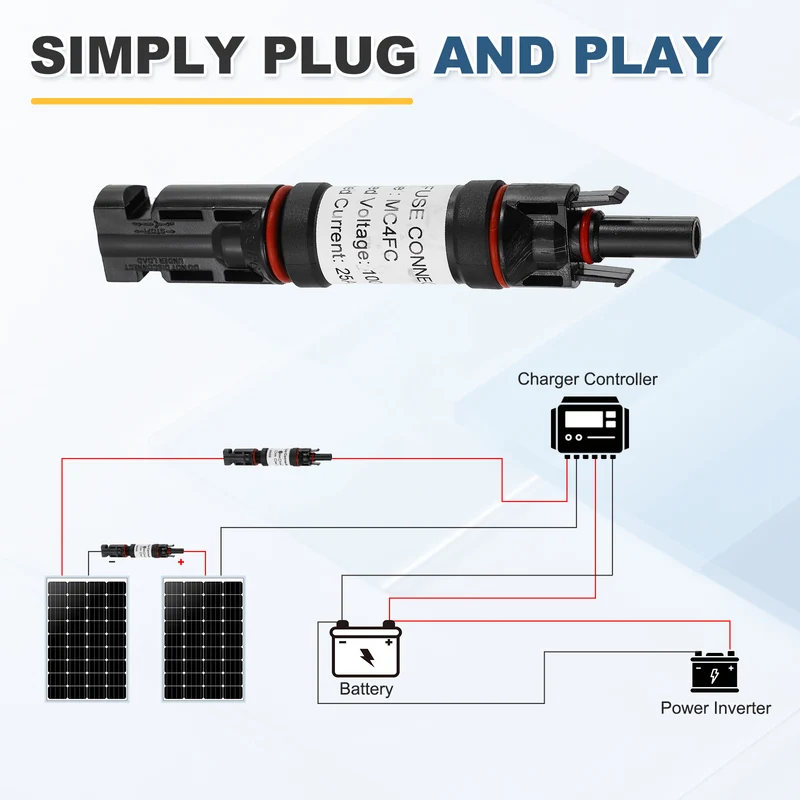 1Set 25A Solar Fuse Holder Inline with Fuse for Solar Photovoltaic System