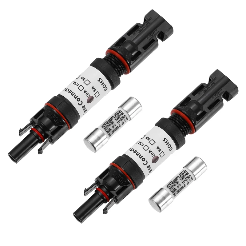 2Set 20A Solar Fuse Holder Inline with Fuse for Solar Photovoltaic System