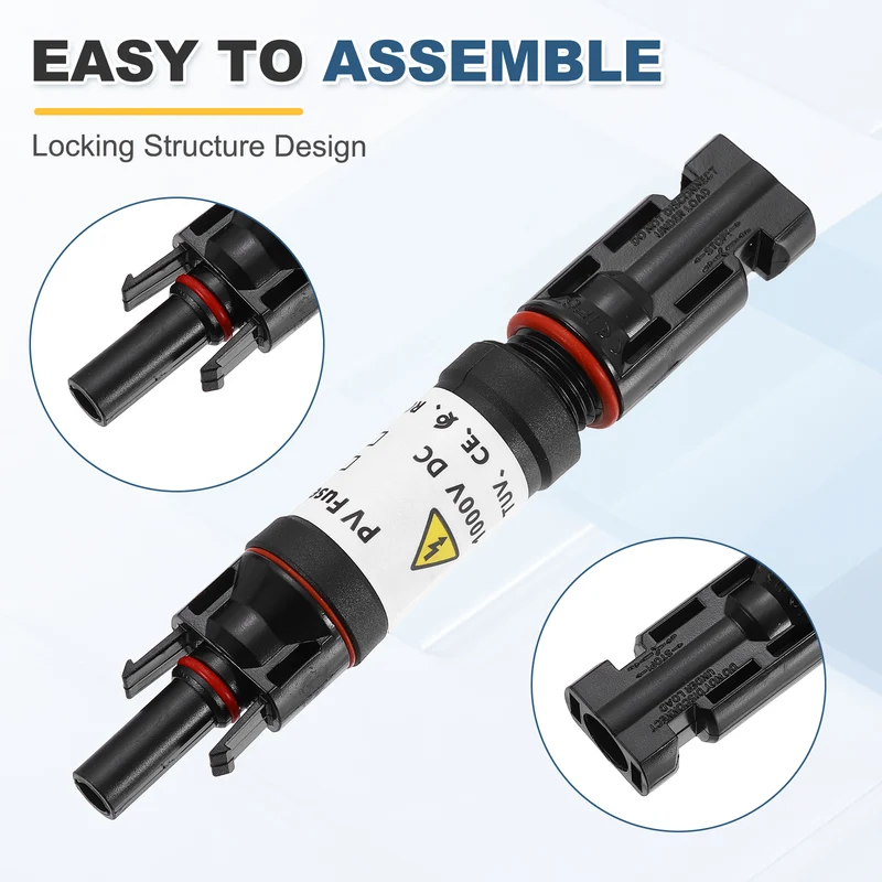 1Set 15A Solar Fuse Holder Inline with Fuse for Solar Photovoltaic System