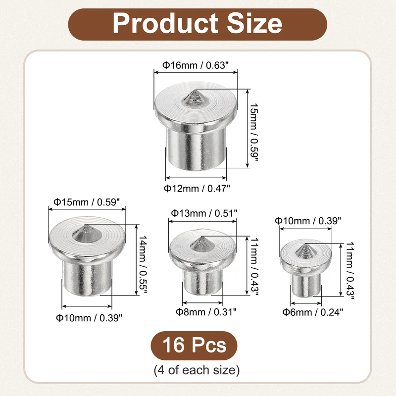 16Pcs Hollow Dowel and Tenon Center Transfer Plugs, 4Size Doweling Centering Pin