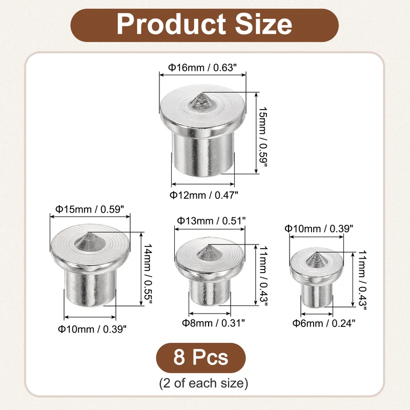8Pcs Hollow Dowel and Tenon Center Transfer Plugs, 4Size Doweling Centering Pin