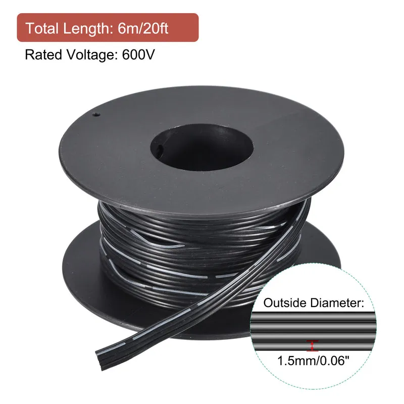 24AWG Ribbon Cable Silicone Wire 4Pin 24 Gauge Ribbon Wire Flat Silicone Cable 6m/20ft Black Stranded Tinned Copper Wire