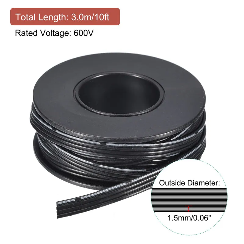 24AWG Ribbon Cable Silicone Wire 4Pin 24 Gauge Ribbon Wire Flat Silicone Cable 3.0m/10ft Black Stranded Tinned Copper Wire