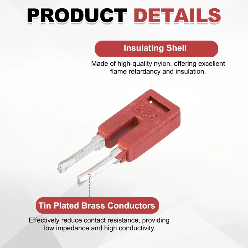 20Pcs FBS2-3.5 DIN Rail Terminal Block, 2 Position Press-Fit Jumper, Red