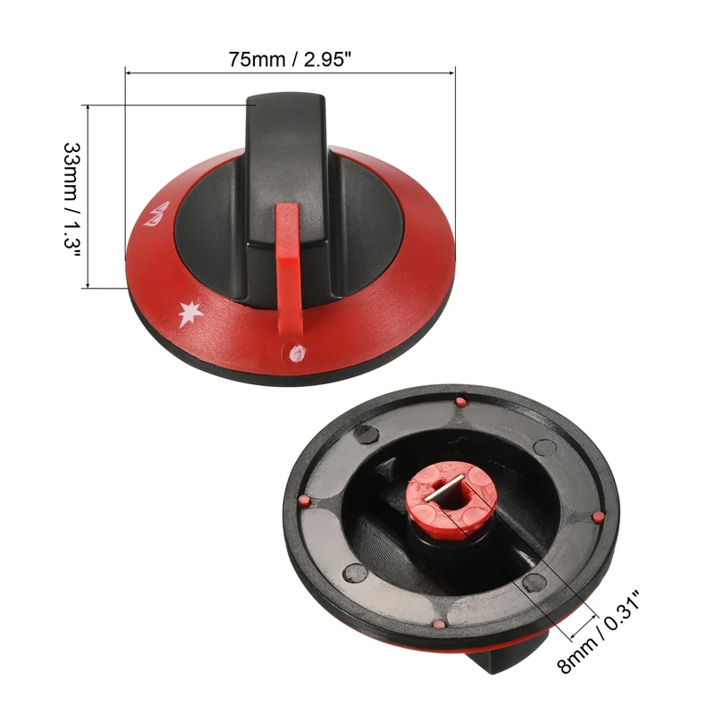 75x33mm Gas Grill Control Knob, 1 Pack Plastic Replacement Knobs Rotating Switch for Gas Grill Stove Burner Oven, Red