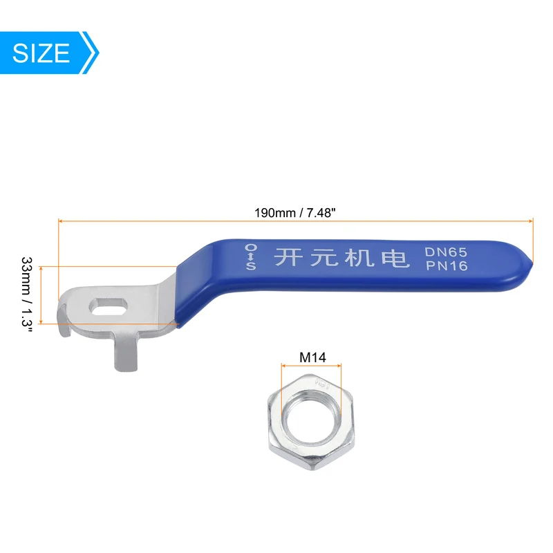 Lever Handle Iron Chrome Plated Thicken Quarter Turn for DN65 Ball Valve
