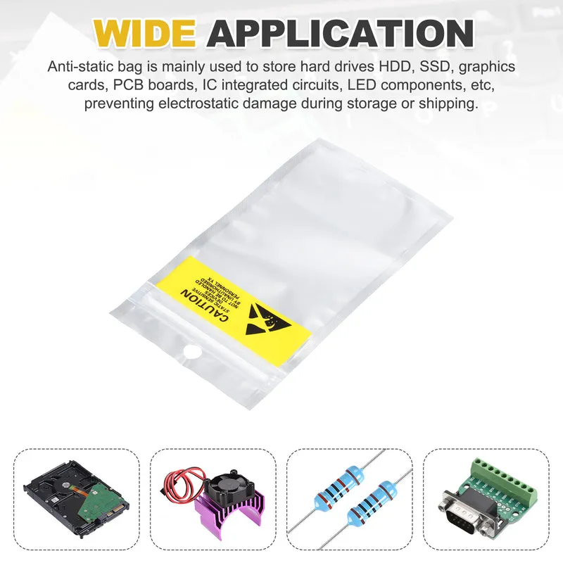 100 Pcs Anti Static Shielding Bag 3.1" x 5.9" Resealable ESD Bags, Silver