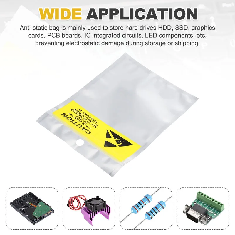 200 Pcs Anti Static Shielding Bag 4.1" x 5.9" Resealable ESD Bags, Silver