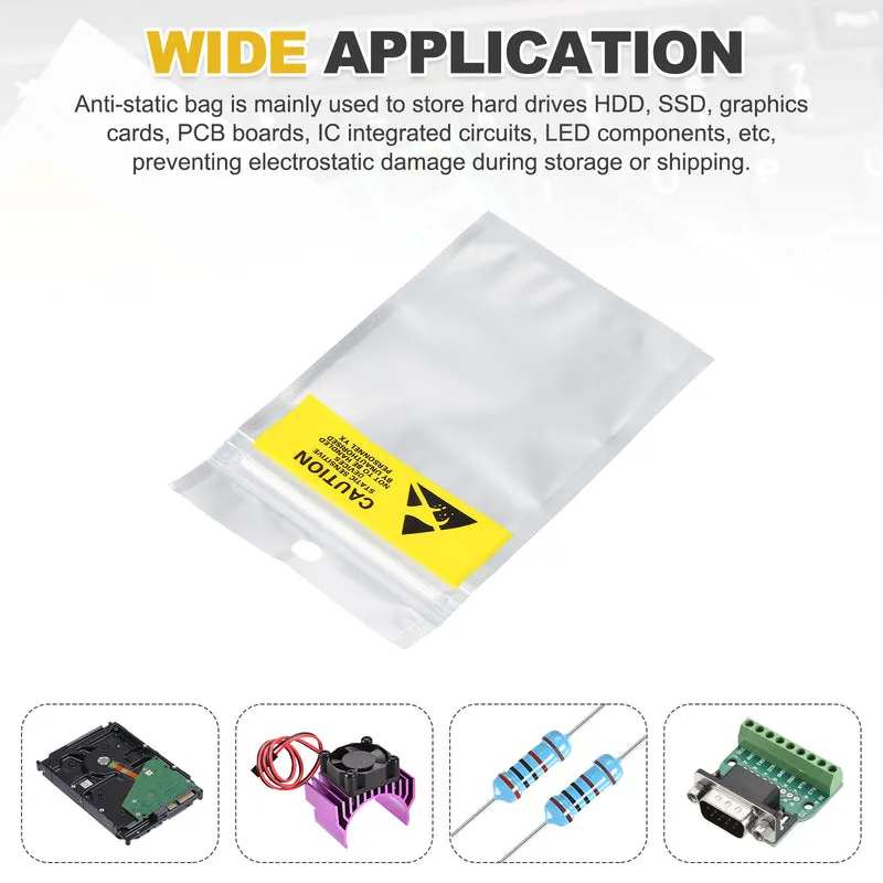100 Pcs Anti Static Shielding Bag 3.1" x 5.3" Resealable ESD Bags, Silver