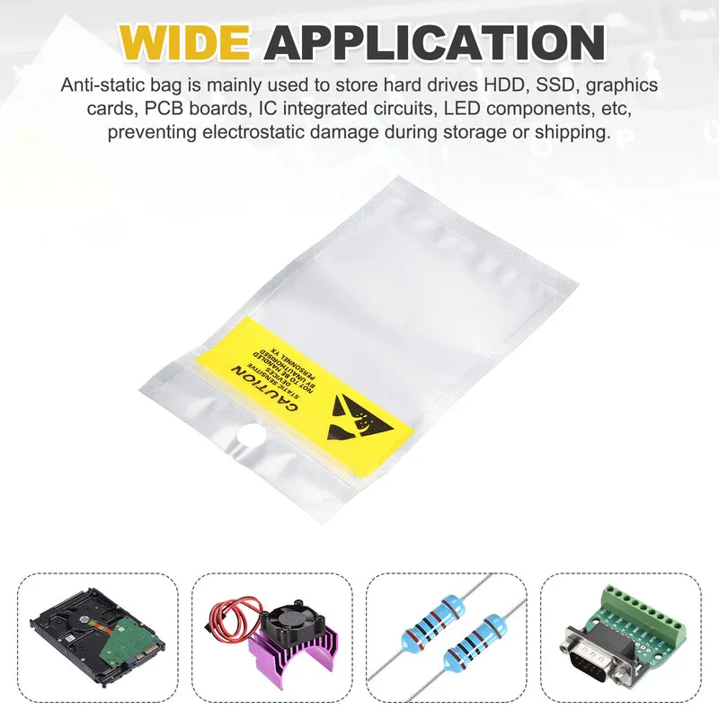 100 Pcs Anti Static Shielding Bag 2.8" x 4.5" Resealable ESD Bags, Silver