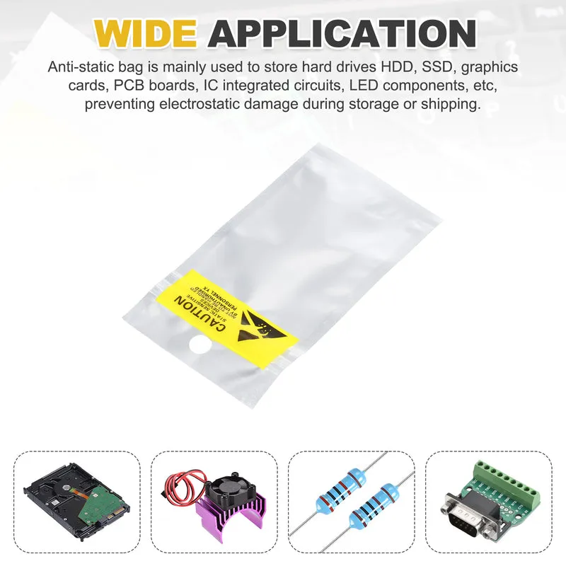200 Pcs Anti Static Shielding Bag 2.4" x 4.5" Resealable ESD Bags, Silver