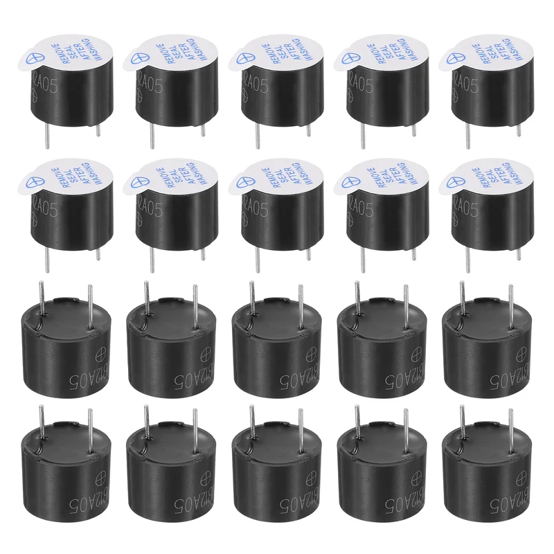 20 Pcs Active Buzzer DC 5V 7.6mm Pitch Electric Tone Buzzer for Alarm