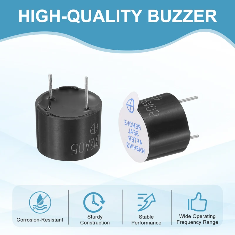 20 Pcs Active Buzzer DC 5V 7.6mm Pitch Electric Tone Buzzer for Alarm