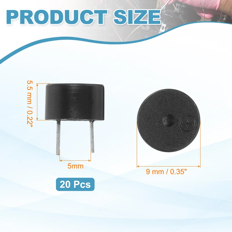 20 Pcs Active Buzzer DC 12V 5mm Pitch Electric Tone Buzzer for Alarm