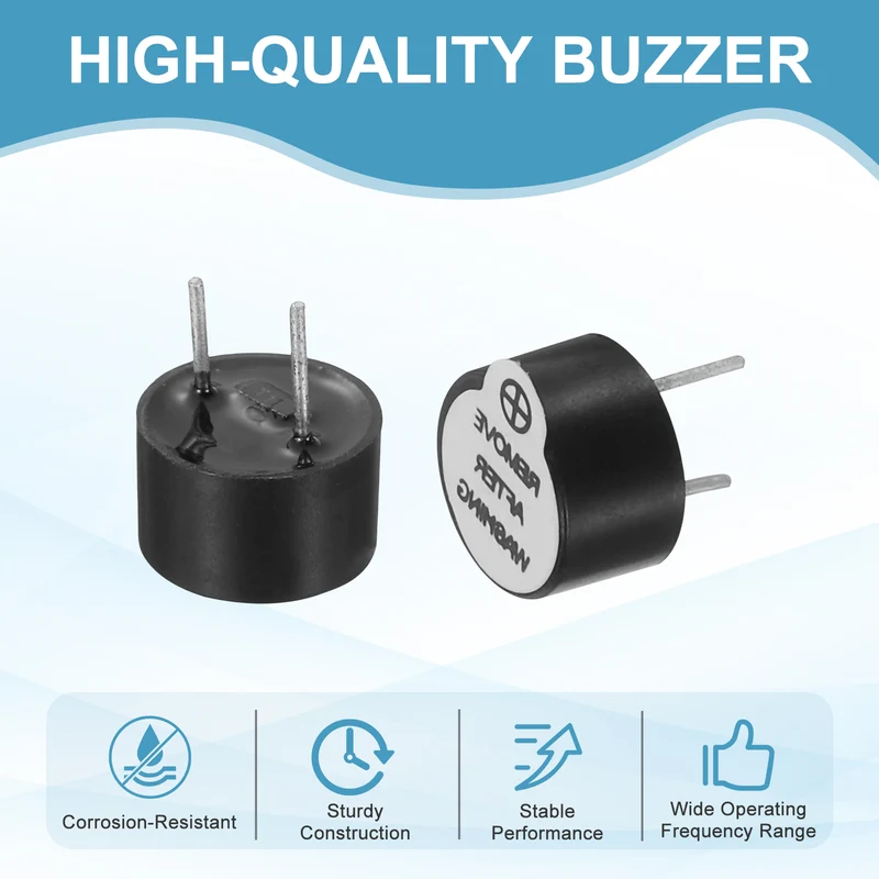 20 Pcs Active Buzzer DC 12V 5mm Pitch Electric Tone Buzzer for Alarm