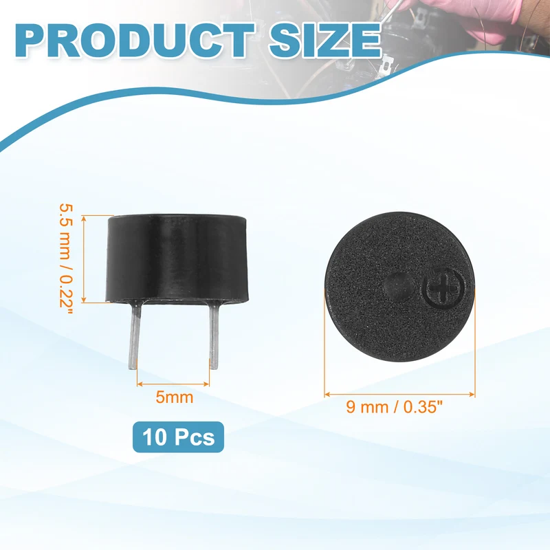 10 Pcs Active Buzzer DC 12V 5mm Pitch Electric Tone Buzzer for Alarm