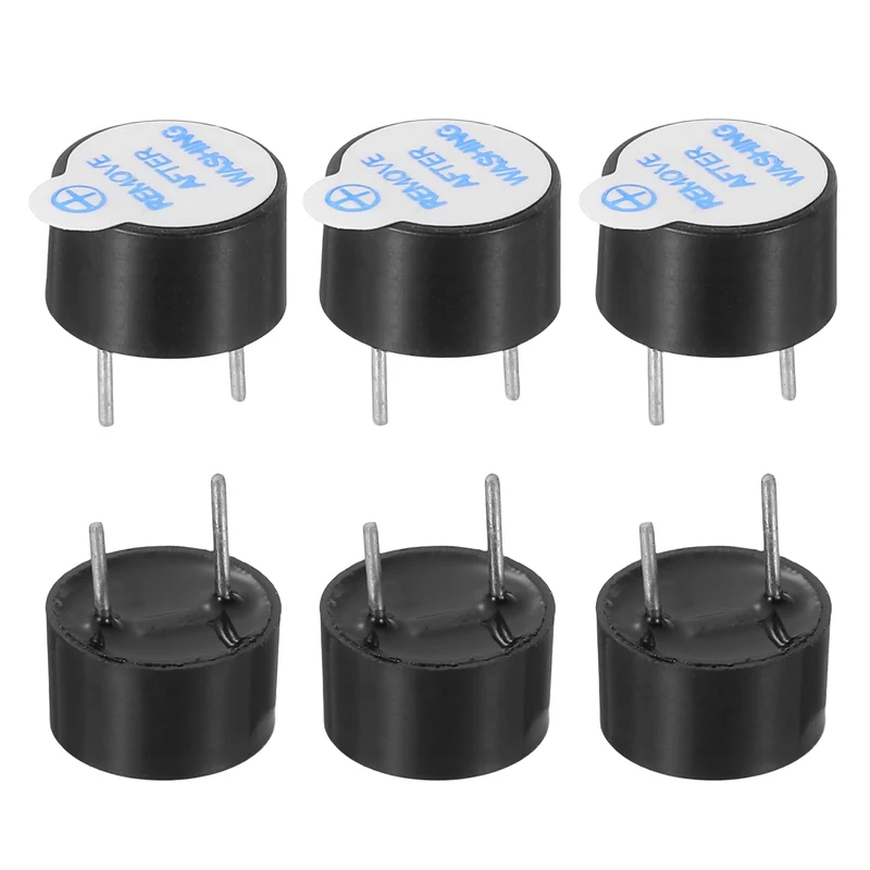 6 Pcs Active Buzzer DC 5V 5mm Pitch Electric Tone Buzzer for Alarm
