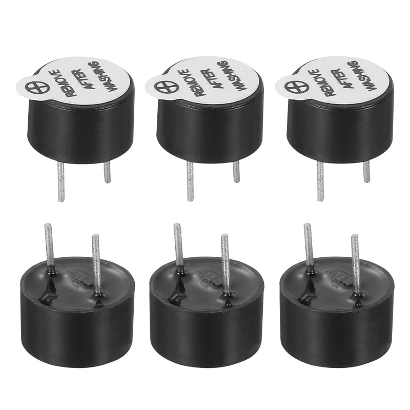 6 Pcs Active Buzzer DC 12V 5mm Pitch Electric Tone Buzzer for Alarm