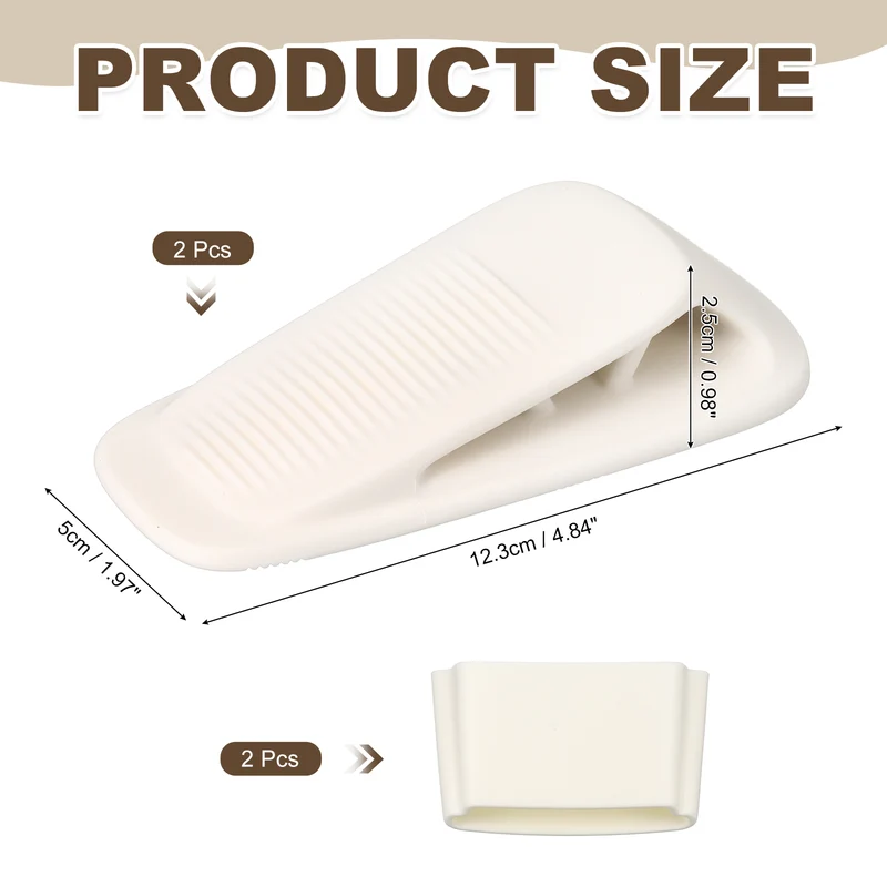 2Pcs Door Stop Wedge with Holder Set Elastic Heavy Duty Doorstops, White