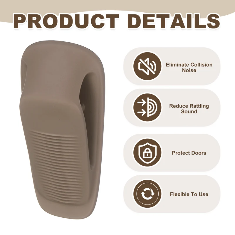 2Pcs Door Stop Wedge with Holder Set Elastic Heavy Duty Doorstops, Brown