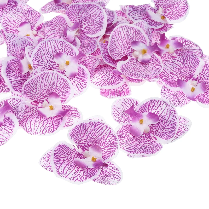 40Pcs 3.9" Artificial Silk Butterfly Orchid Flower Heads for DIY, Purple