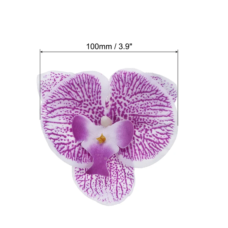 40Pcs 3.9" Artificial Silk Butterfly Orchid Flower Heads for DIY, Purple