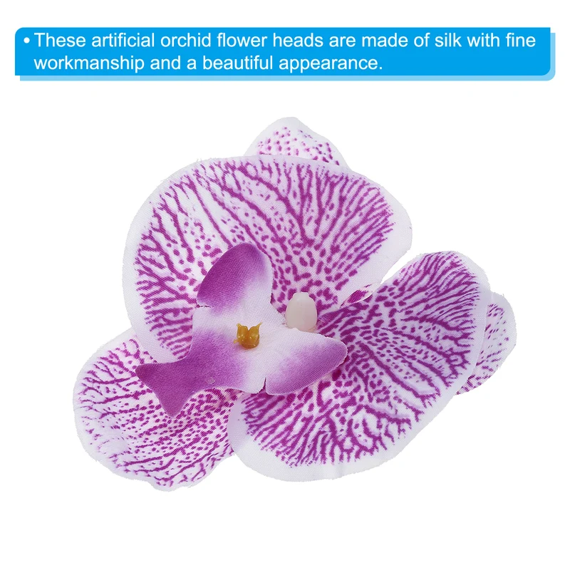 40Pcs 3.9" Artificial Silk Butterfly Orchid Flower Heads for DIY, Purple