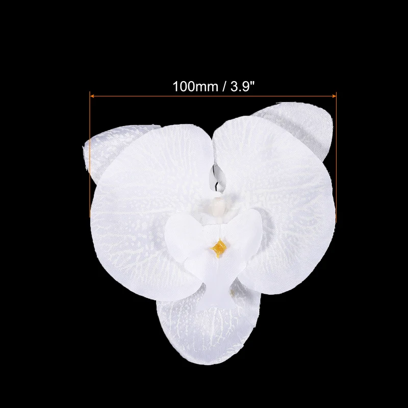 40Pcs 3.9" Artificial Silk Butterfly Orchid Flower Heads for DIY, Pure White