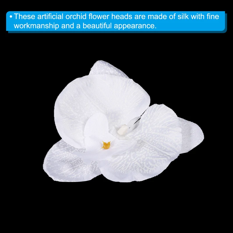 40Pcs 3.9" Artificial Silk Butterfly Orchid Flower Heads for DIY, Pure White