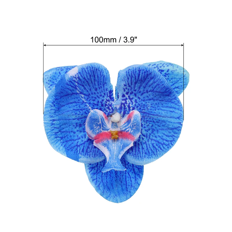 40Pcs 3.9" Artificial Silk Butterfly Orchid Flower Heads for DIY, Blue