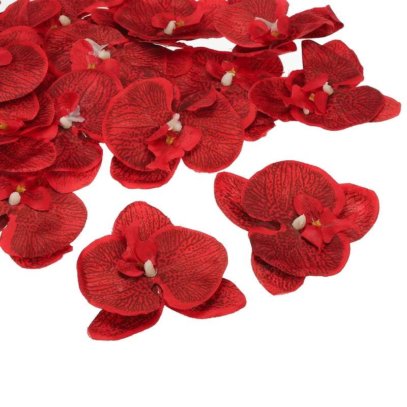 40Pcs 3.9" Artificial Silk Butterfly Orchid Flower Heads for DIY Red