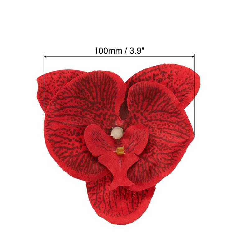 40Pcs 3.9" Artificial Silk Butterfly Orchid Flower Heads for DIY Red