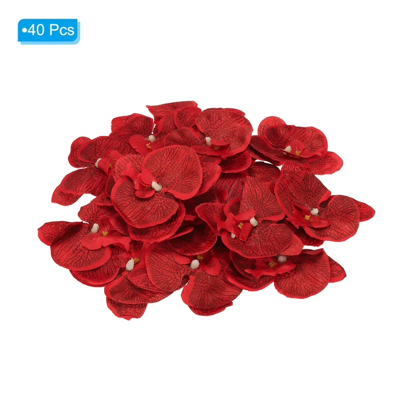 40Pcs 3.9" Artificial Silk Butterfly Orchid Flower Heads for DIY Red