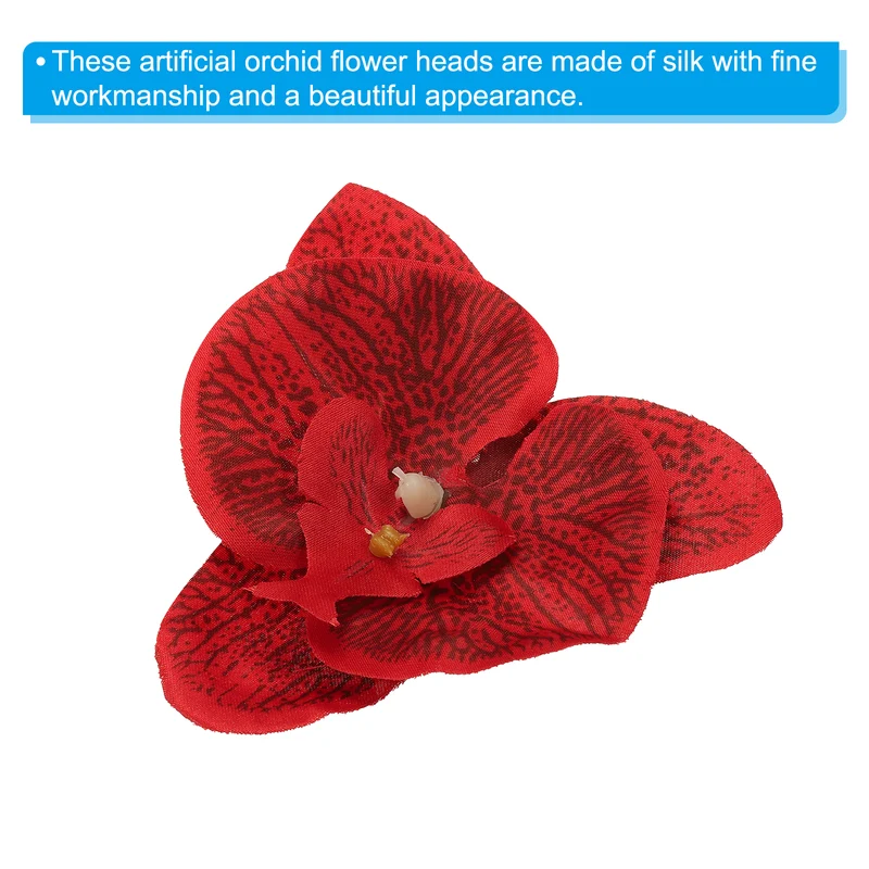 40Pcs 3.9" Artificial Silk Butterfly Orchid Flower Heads for DIY Red