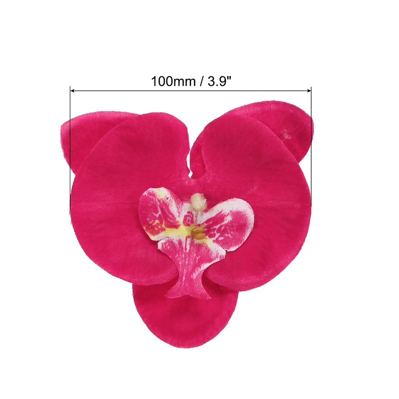 40Pcs 3.9" Artificial Silk Butterfly Orchid Flower Heads for DIY, Fuchsia