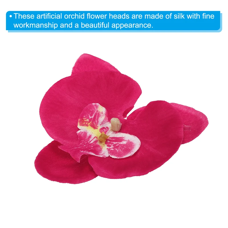 40Pcs 3.9" Artificial Silk Butterfly Orchid Flower Heads for DIY, Fuchsia