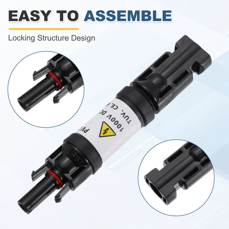 5Pcs 15A 1000V IP67 Waterproof Built-in Diode Solar Wire Connectors
