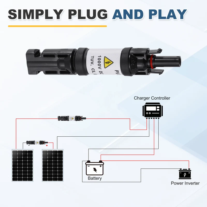 5Pcs 15A 1000V IP67 Waterproof Built-in Diode Solar Wire Connectors