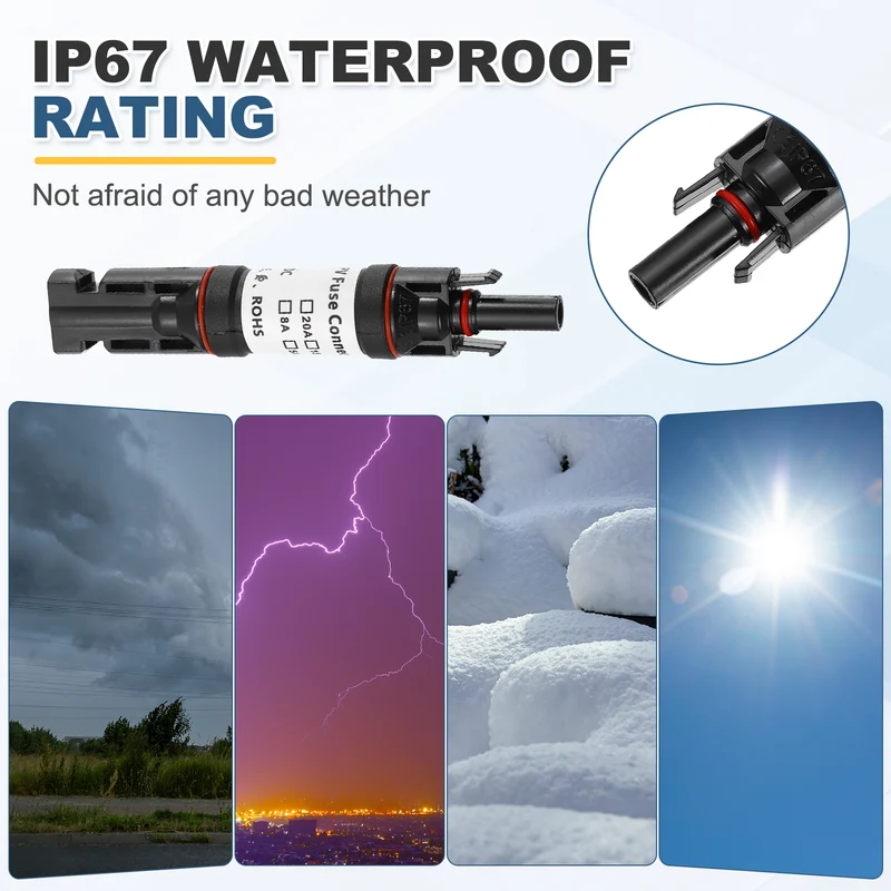 2Pcs 30A Solar Fuse Holder Inline with Fuse for Solar Photovoltaic System