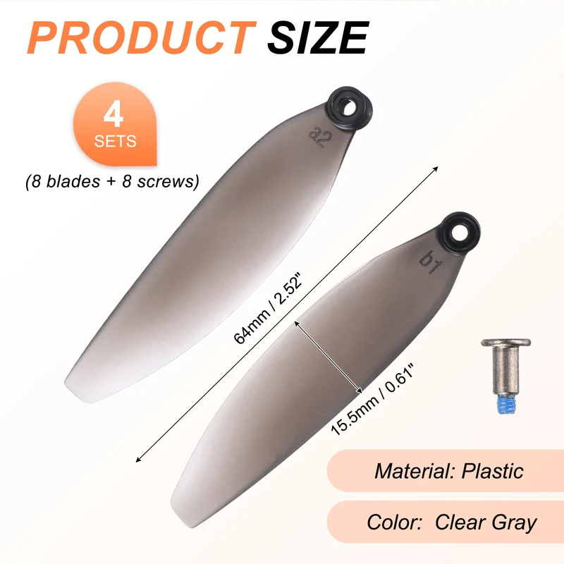 8Pcs 3 Inch Plastic Propellers for K600GPS Quadcopter Clear Gray